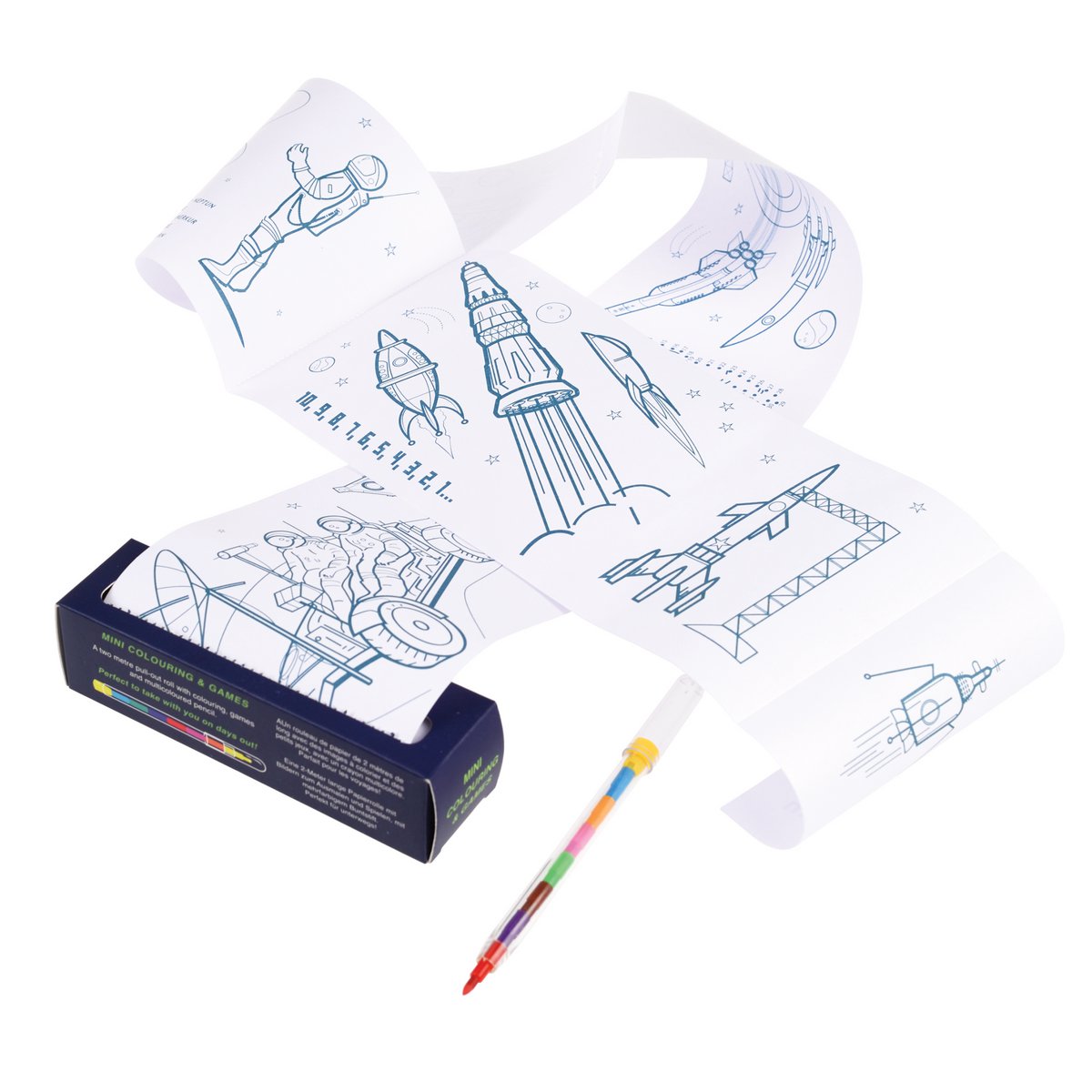 Mini kleurplaten- en spelletjesrol - Space Age