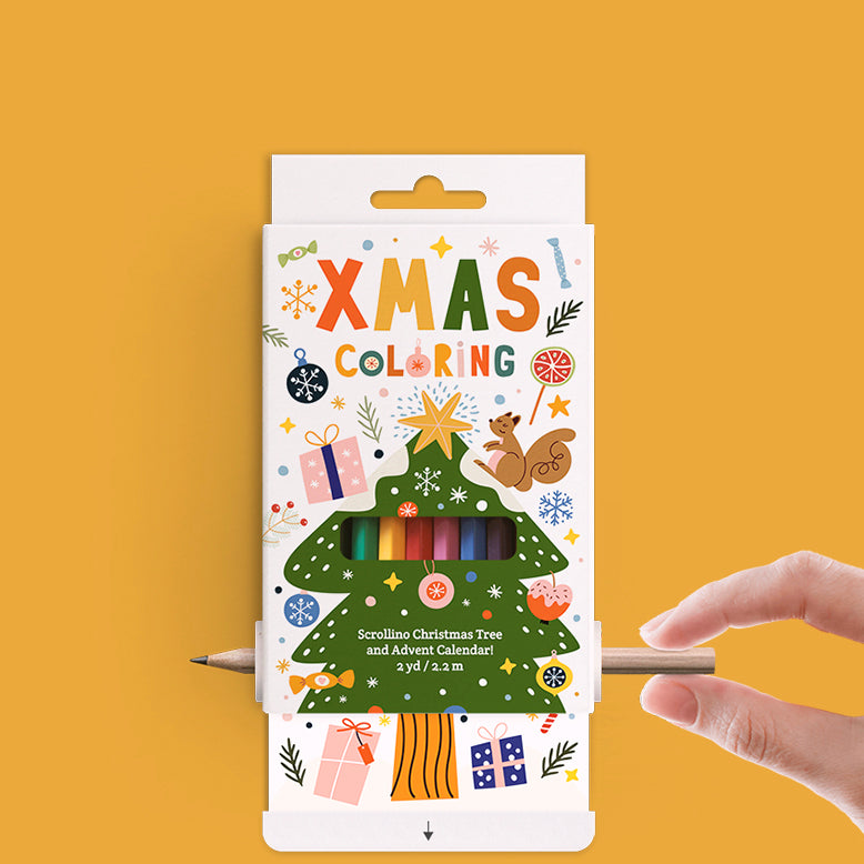 Kerstboom- en adventskalender om in te kleuren