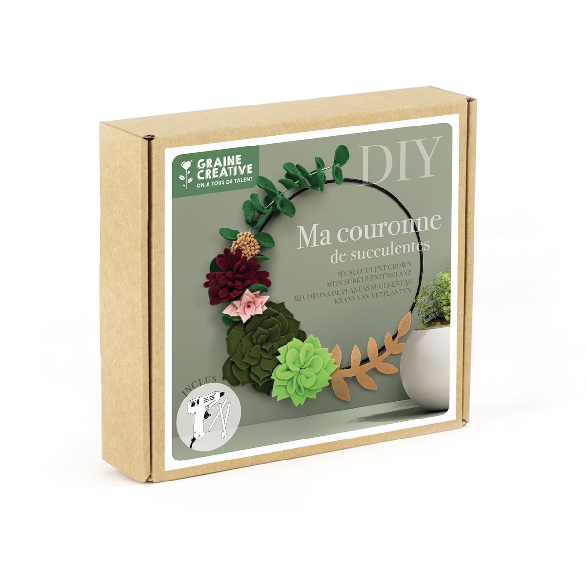 DIY viltset – Krans met vetplanten