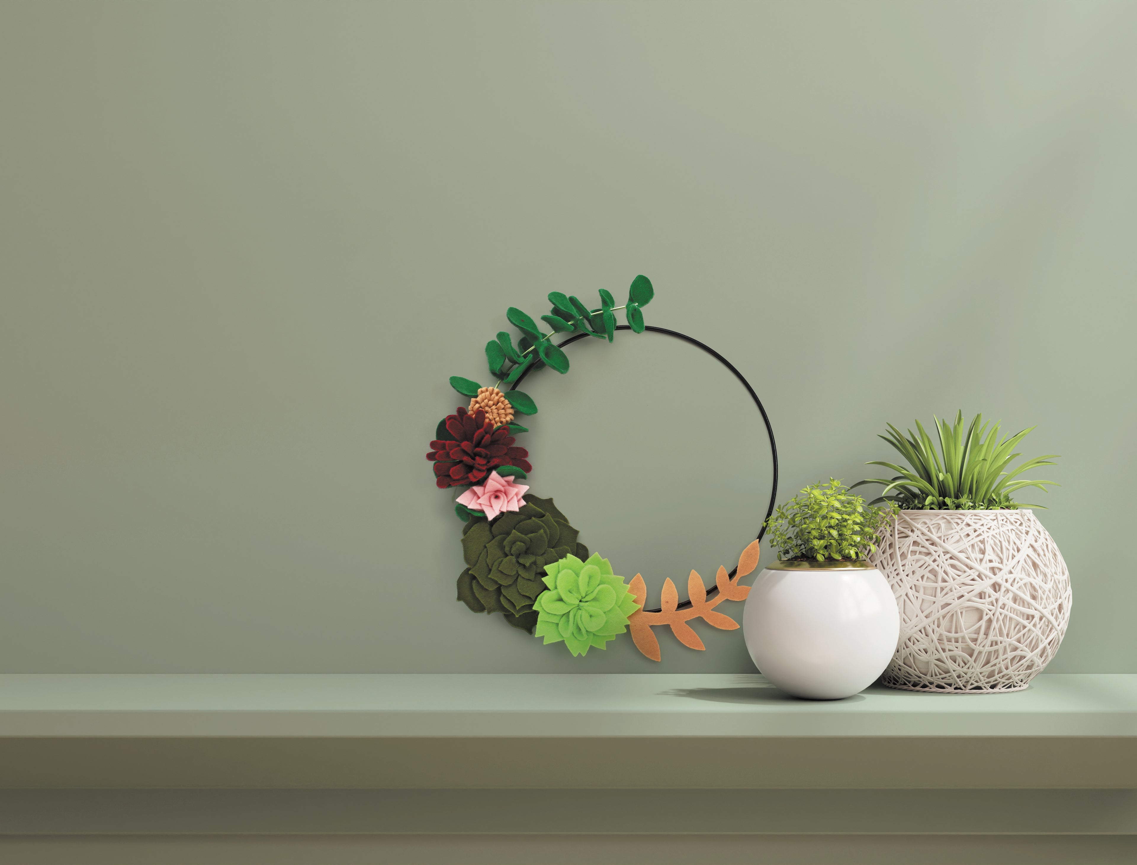 DIY viltset – Krans met vetplanten