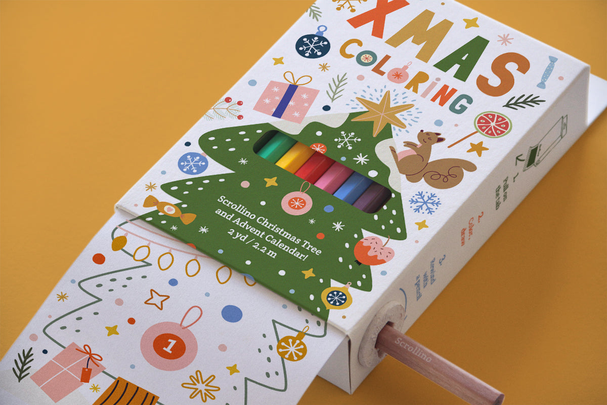 Kerstboom- en adventskalender om in te kleuren