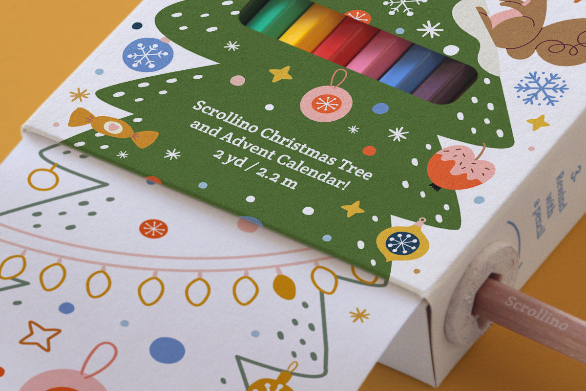 Kerstboom- en adventskalender om in te kleuren