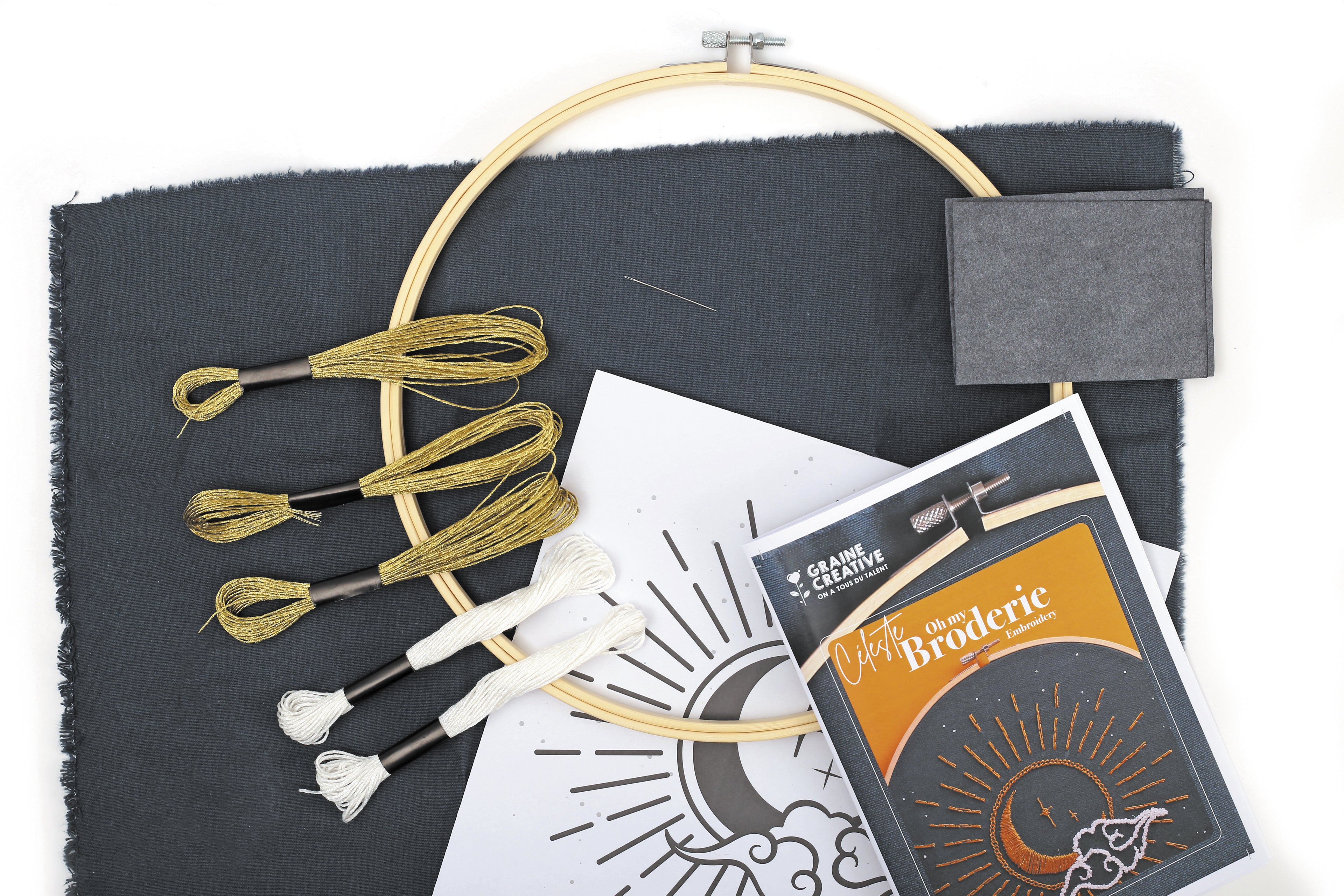 Hemelse Borduurkit – DIY met maanpatroon